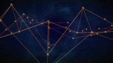 Siyah arkaplandaki bağlantı ağının canlandırılması. Küresel teknoloji, bağlantılar, hesaplama ve dijital arayüz kavramı dijital olarak oluşturulmuş video.