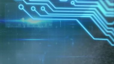 Veri işleme üzerine neon bağlantıların animasyonu. Teknoloji, bilim ve dijital arayüz kavramı dijital olarak oluşturulmuş video.