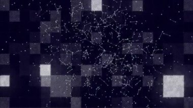 Kare üzerinde hareket eden şekillerin animasyonu. Teknoloji, iş ve dijital arayüz kavramı dijital olarak oluşturulmuş video.