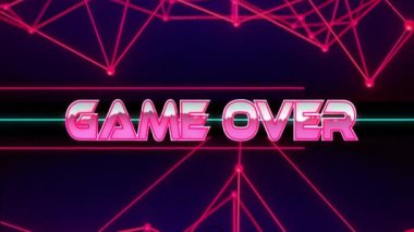 Siyah arkaplanda metin ve bağlantılar üzerinden oyunun animasyonu. Teknoloji, iş ve dijital arayüz kavramı dijital olarak oluşturulmuş video.