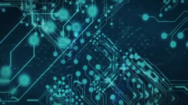 Siyah arkaplandaki bilgisayar devre kartının animasyonu. Küresel teknoloji, bağlantılar, hesaplama ve dijital arayüz kavramı dijital olarak oluşturulmuş video.