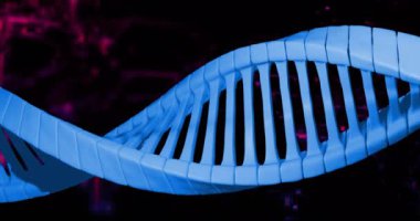 Diyagramlar ve veri işleme üzerinde DNA iplikçiklerinin animasyonu. Teknoloji, bilim ve dijital arayüz kavramı dijital olarak oluşturulmuş video.
