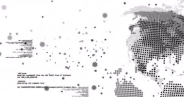 Beyaz arkaplandaki bağlantı ağı üzerinden veri işleme ile dünyanın animasyonu. Küresel teknoloji, bağlantılar, hesaplama ve dijital arayüz kavramı dijital olarak oluşturulmuş video.