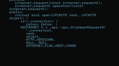 Siyah arkaplan üzerinde dijital veri işleme animasyonu. Dijital olarak oluşturulmuş küresel bağlantılar, hesaplama ve veri işleme kavramı.