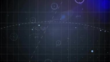 Matematiksel denklemler üzerinden bağlantı ağının animasyonu. Teknoloji, bilim ve dijital arayüz kavramı dijital olarak oluşturulmuş video.