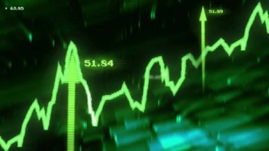 Veri işleme ve siyah arkaplan diyagramlarının animasyonu. Teknoloji, iş ve dijital arayüz kavramı dijital olarak oluşturulmuş video.