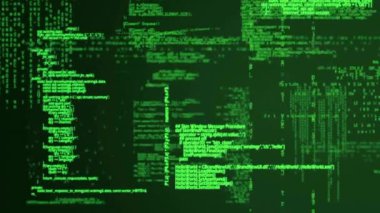 Siyah arkaplan üzerinde dijital veri işleme animasyonu. Dijital olarak oluşturulmuş küresel bağlantılar, hesaplama ve veri işleme kavramı.