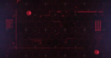 Siyah arkaplan üzerinde şema ve veri işleme animasyonları. Teknoloji, iş ve dijital arayüz kavramı dijital olarak oluşturulmuş video.
