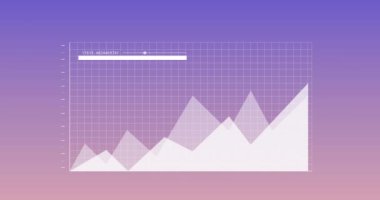 Mavi arkaplanda veri işleme ve diyagramlarının animasyonu. Teknoloji, iş ve dijital arayüz kavramı dijital olarak oluşturulmuş video.
