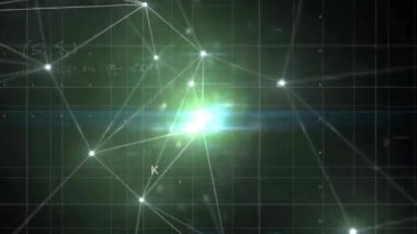 Matematiksel denklemler üzerinden bağlantı ağının animasyonu. Teknoloji, bilim ve dijital arayüz kavramı dijital olarak oluşturulmuş video.