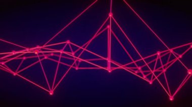 Neon pembe geometrik şekiller ve koyu arkaplandaki çizgi animasyonları. Soyut, teknoloji, fütüristik, dijital, canlı, modern