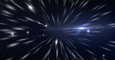 Işık noktaları ve siyah arkaplandaki izler. Soyut arkaplan, ışık ve hareket kavramı dijital olarak oluşturulmuş görüntü.