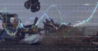 Koşan bir grup kadın ve erkeğin veri işleme görüntüsü. Küresel gönderim ve bağlantılar konsepti dijital olarak oluşturuldu.