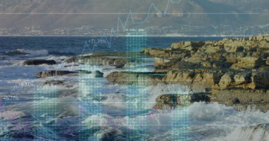 Kayalara vuran deniz dalgalarına karşı istatistiksel veri işleme. Bilgisayar arayüzü teknolojisi ve doğa kavramı