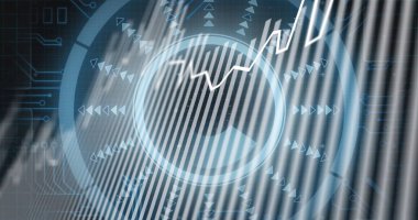 Dijital uzayda işleme çemberi ve entegre devre görüntüsü. Veri işleme, dijital ekran, iletişim ve teknoloji konsepti dijital olarak oluşturulmuş görüntü.