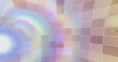 Renkli ışık ışınları ve ızgara desenli soyut animasyon. dijital, fütüristik, canlı