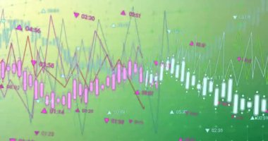 Finansal veriler ve borsa analizleri yeşil gradyan üzerinde. Finans, yatırım, ekonomi, trend