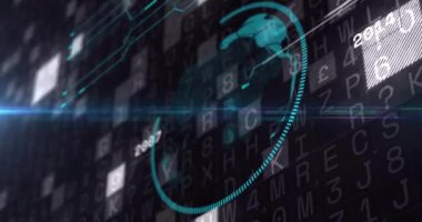 Dijital dünya haritası ve ikili kod arkaplanı üzerinden 2019 metin animasyonu. Teknoloji, veri, fütüristik, siber uzay, ağ, kodlama