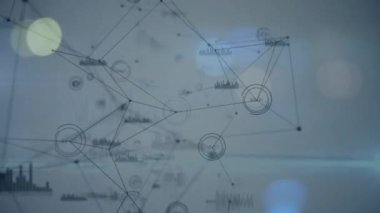 Soyut arkaplan üzerinde bağlantı ağı ve veri işleme animasyonu. Teknoloji, dijital, geleceksel, iletişim