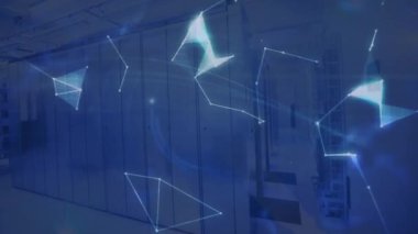 Veri merkezi sunucuları üzerinde parlayan dünya ve ağ bağlantıları. Teknoloji, yenilik, ağ, dijital, siber güvenlik, altyapı