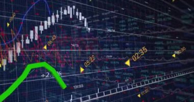 Finansal veriler ve borsa eğilimleri değişen grafikler ve grafikler üzerinde canlanıyor. Finans, yatırım, ekonomi, analitik, görselleştirme, hisse senetleri