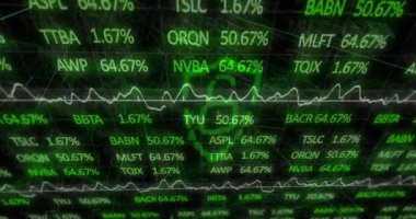 Hisse senedi verileri ve değişen grafikler ve sayılar üzerinde finansal büyüme animasyonu. Maliye, yatırım, ekonomi, analiz, ticaret, eğilimler