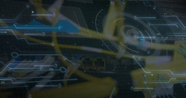 Küresel teknoloji görüntüsü ve dijital veri işleme arayüzü kavramı. teknoloji, yenilik, siber, sanal.