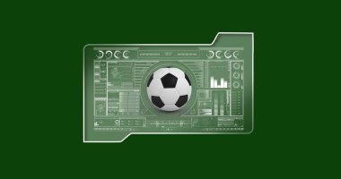 Image of scopes scanning and data processing over football. global sports, competition technology and digital interface concept digitally generated image. clipart