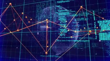 Siyah arkaplanda dünya çapında bağlantı ve veri işleme ağının animasyonu. Dijital olarak oluşturulmuş küresel bağlantılar, bilgisayar ve dijital arayüz kavramı.