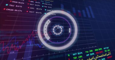 Renk ve hareket konseptinin dijital görüntüsü. Küresel veri işleme ve dijital arayüz konsepti dijital olarak oluşturuldu.