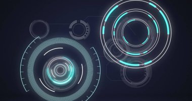 Tarama ve veri işleme dürbünü görüntüsü. küresel teknoloji ve dijital arayüz kavramı dijital olarak oluşturulmuş görüntü.