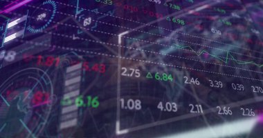 İkili kodlama üzerine finansal veri işleme resmi. Küresel ağ ve iş teknolojisi kavramı.