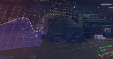 Şehir manzarası üzerinde finansal veri işleme resmi. Küresel işletme finansmanı ve dijital arayüz konsepti dijital olarak oluşturulmuş görüntü.