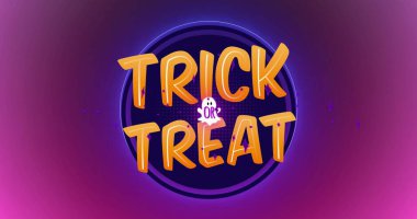 Şekerleme mi şaka mı resmi daireler üzerinde. Cadılar Bayramı, gelenek ve dijital arayüz kavramı dijital olarak oluşturuldu.