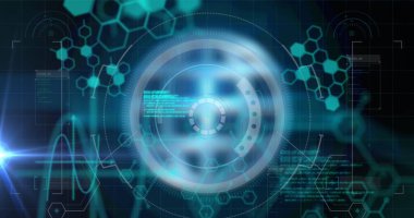 Kapsam taramasında veri işleme resmi. küresel iş, finans, bağlantılar ve dijital arayüz konsepti dijital olarak oluşturulmuş görüntü.