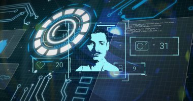 Matematiksel denklemlerin ve alan taramasının resmi. Küresel bağlantılar zaman veri işleme ve dijital olarak oluşturulmuş görüntü konsepti.