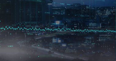 Siber saldırı uyarısı üzerine veri işleme ve mavi ışık görüntüsü. Dijital olarak oluşturulan küresel iletişim ve veri ağı konsepti.