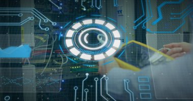 Küre ve bağlantı ağlı metin görüntüsü. Dijital arayüz teknolojisi ve ağ konsepti dijital olarak oluşturuldu.