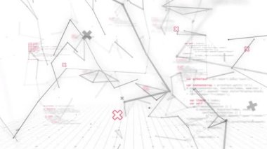 Beyaz arka planda bilimsel veri işleme animasyonu. Küresel bilim, eğitim, bağlantılar, hesaplama ve veri işleme kavramı dijital olarak oluşturulmuş video.