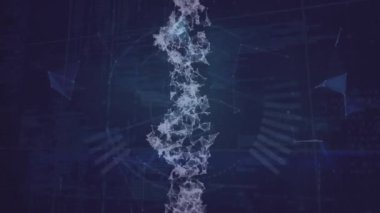 DNA iplikçiklerinin animasyonu, dünya üzerinde veri işleme. Küresel bilim, bağlantılar, hesaplama ve veri işleme kavramı dijital olarak oluşturulmuş video.