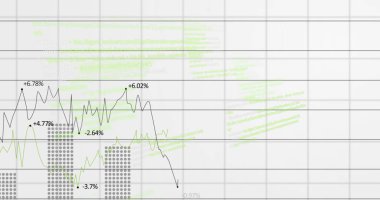 Beyaz arkaplana karşı ızgara ağı üzerinden istatistiksel veri işleme resmi. Bilgisayar arayüzü ve iş veri teknolojisi kavramı