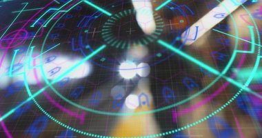 Yeraltında veri işleme görüntüsü. küresel iş, finans, bağlantılar ve dijital arayüz konsepti dijital olarak oluşturulmuş görüntü.