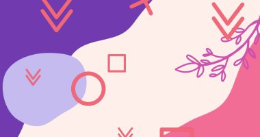 Bej arkaplandaki şekiller. Sosyal medya ve dijital arayüz konsepti dijital olarak oluşturuldu.