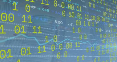 Şehir manzarası üzerinde veri işleme resmi. küresel iş ve dijital arayüz kavramı dijital olarak oluşturulmuş görüntü.