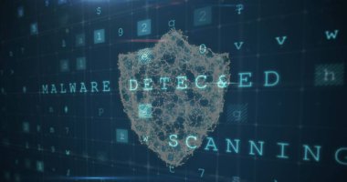 Siyah arkaplanda siber saldırı uyarısı var. Küresel teknoloji, çevrimiçi güvenlik ve dijital arayüz kavramı dijital olarak oluşturulmuş görüntü.