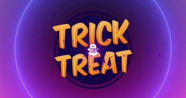 Şekerleme mi şaka mı resmi daireler üzerinde. Cadılar Bayramı, gelenek ve dijital arayüz kavramı dijital olarak oluşturuldu.