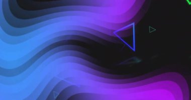 Siyah arkaplandaki neon şekillerin ve çizgilerin animasyonu. Şekiller, renkler ve arkaplan konsepti dijital olarak oluşturulmuş video.