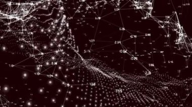 Dünya çapında bağlantı ve veri işleme ağının animasyonu. Dijital olarak oluşturulmuş küresel bağlantılar, hesaplama ve veri işleme kavramı.