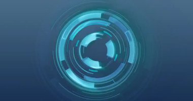 Mavi arkaplan üzerinde tarama ve veri işleme animasyonu. Küresel finans, iş, bağlantılar, hesaplama ve veri işleme kavramı dijital olarak oluşturulmuş video.