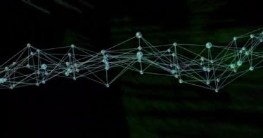 Siyah arka planda bağlantı ağının ve veri işleme ağının animasyonu. Teknoloji, bilim ve dijital arayüz kavramı dijital olarak oluşturulmuş video.